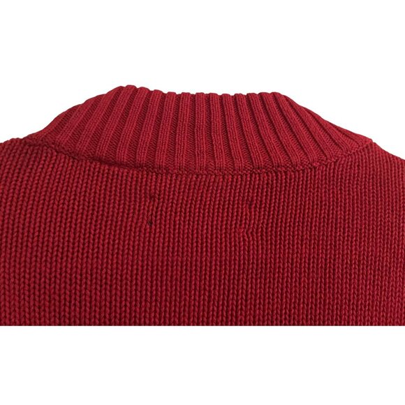 Polo CHAPS Mock Turtle Neck Red Quarter Zip 100% Knit Cotton Sweater Mens Large - Picture 12 of 14